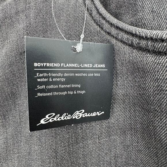 Eddie Bauer jeans 20 flannel lined boyfriend straight mid rise gray straight NEW - Picture 5 of 11